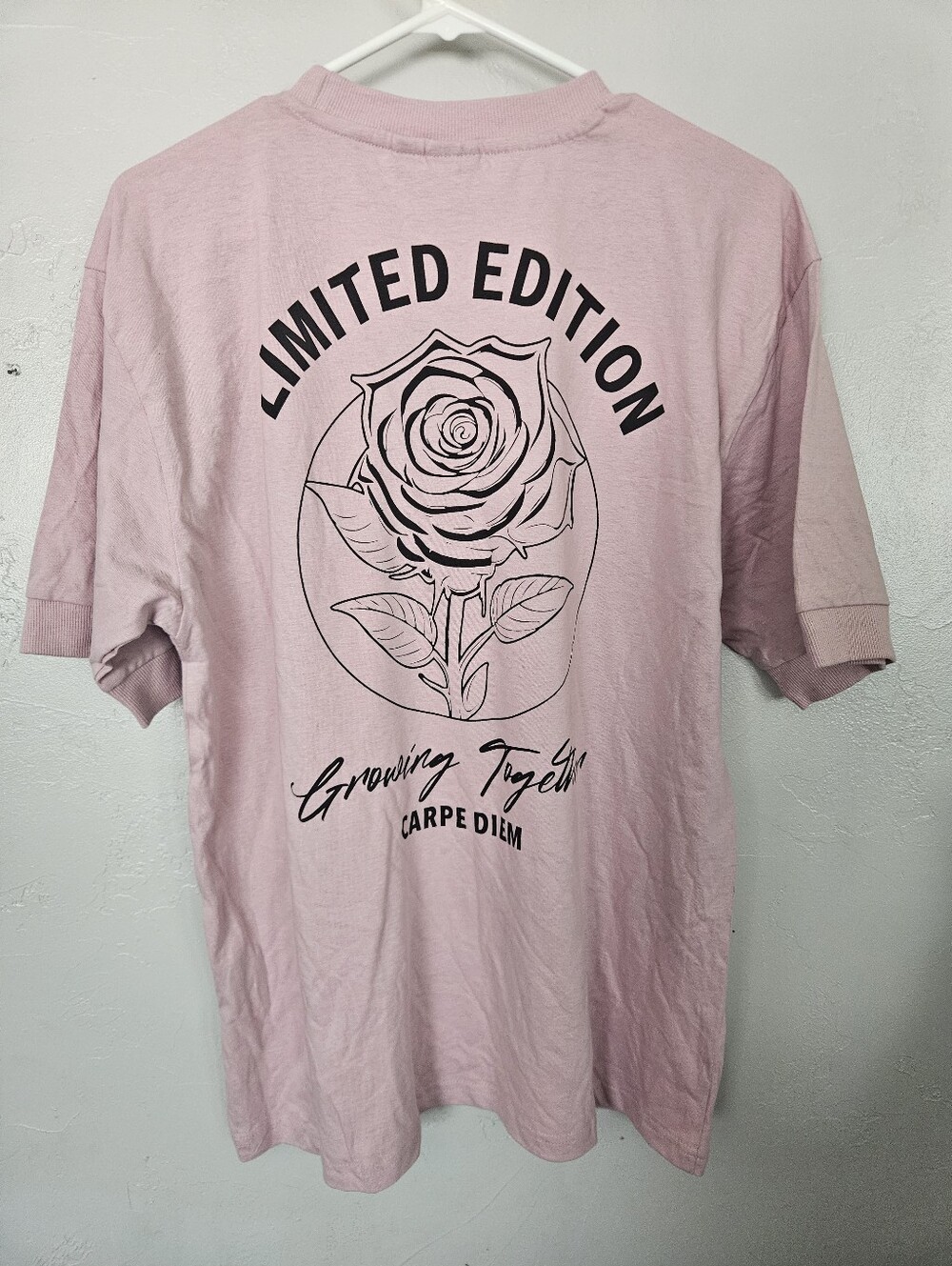 Limited Edition Pink Rose Graphic Tee "Growing Together" WXYZ NWT Men's Medium